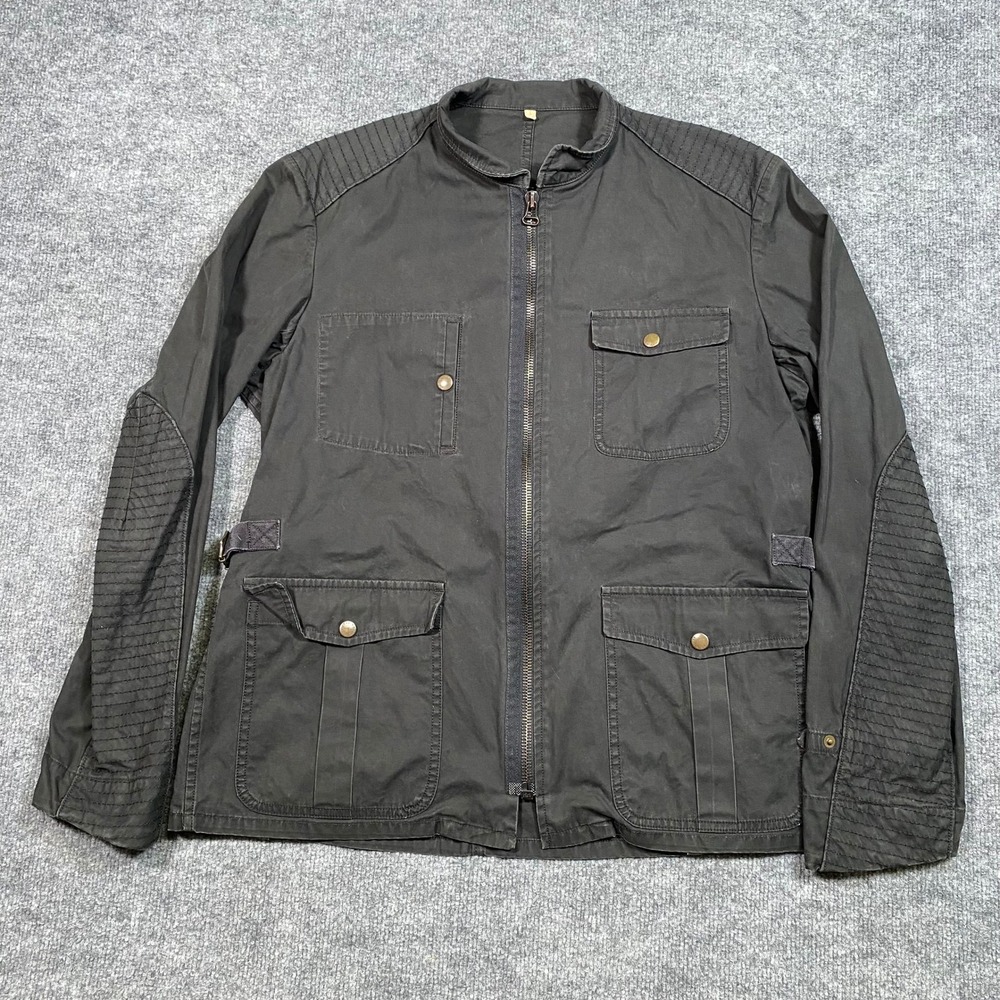 Rag & Bone Mens Wax Jacket Field Charcoal Black Quilted Utility Coat‎ Size 42